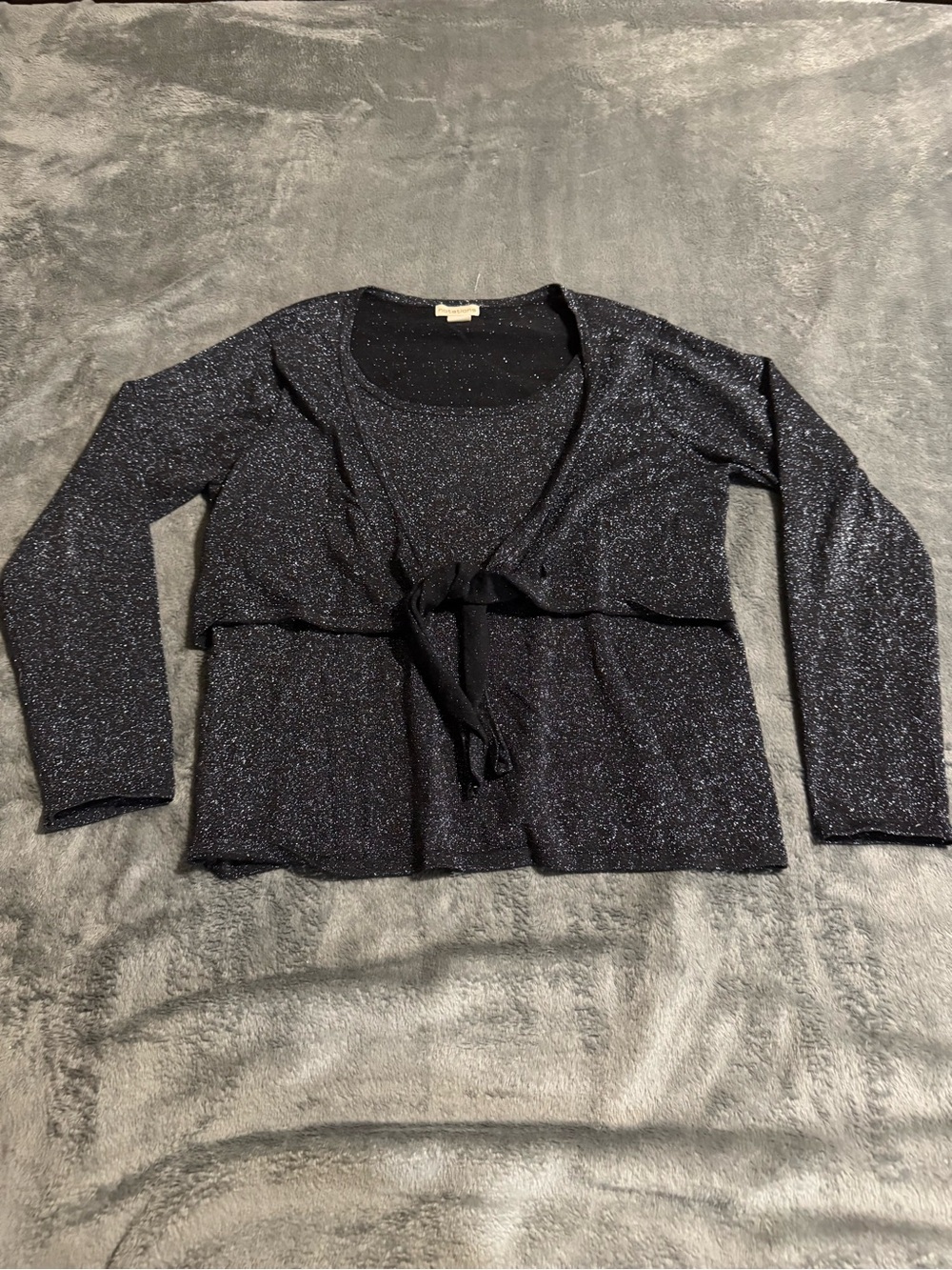 Vintage Notations Whimsygoth Fairy Grunge Black Shimmery Sparkly Blouse Size XL